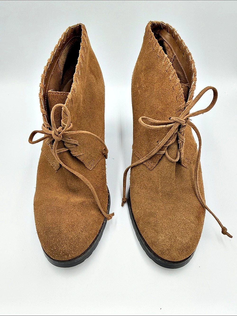 Lauren Ralph Lauren Suede Lace-Up Heeled Boots in Brown US 10B